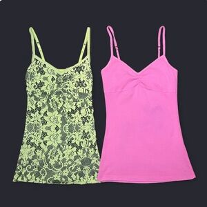 Y2K Kirra Lot of 2 Neon Tank Tops/Camis Adjustable Straps - Size Medium